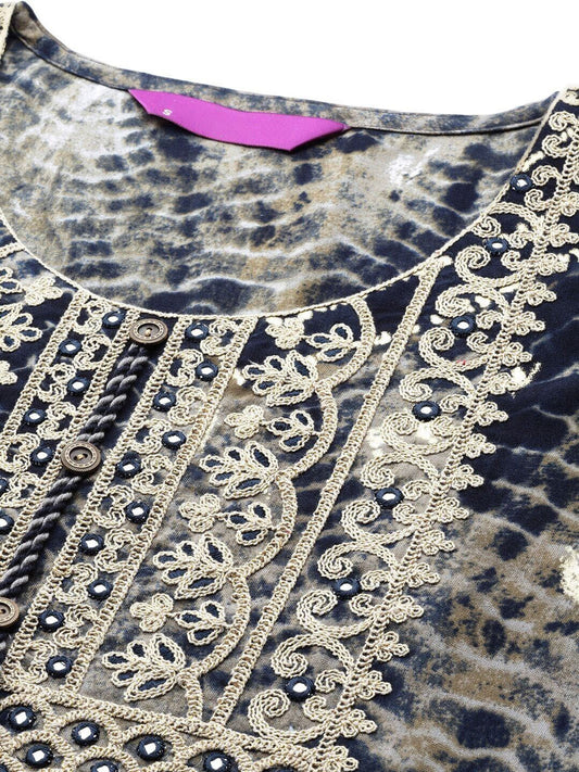 Women Printed Thread Work Kurta