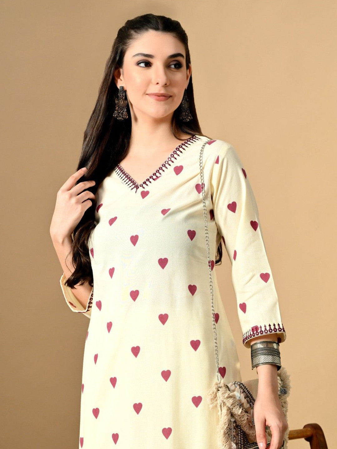 Women Geometric Printed Screen Print Daily Cotton Straight Kurta