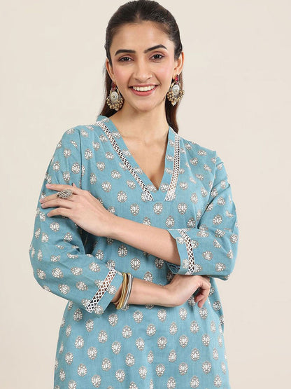 Women Printed Chikankari Kurta