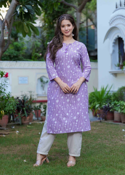 Women Floral Dyed Flared Sleeves Kurta