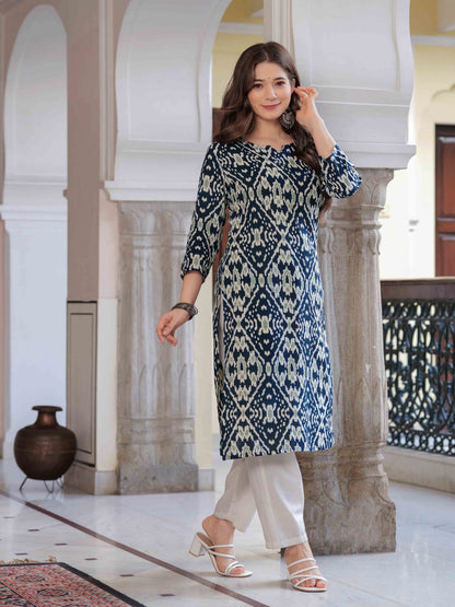 Women Floral Printed Mirror Work Kurta