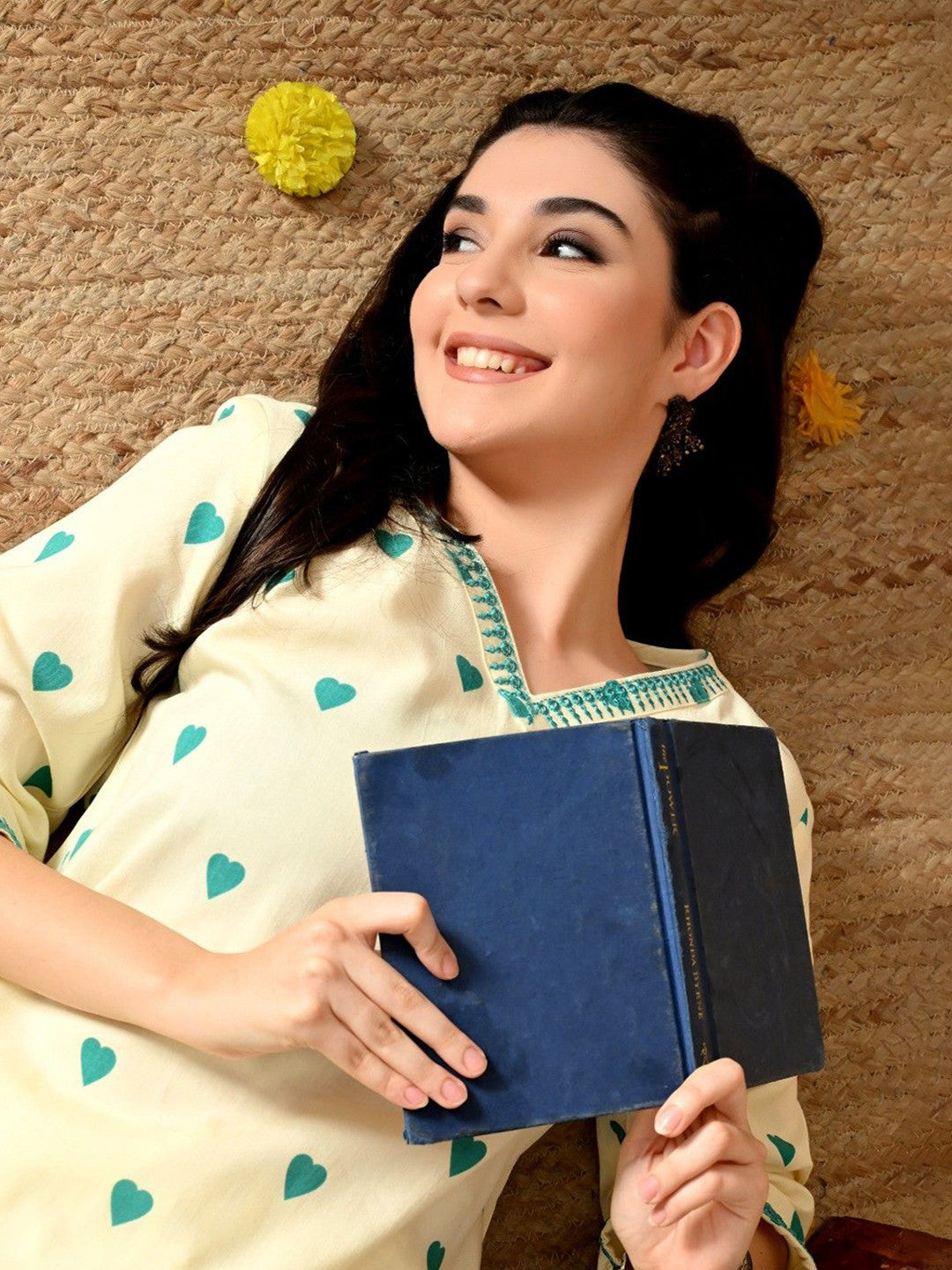 Women Geometric Printed Screen Print Daily Cotton Straight Kurta