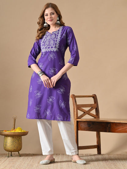 Women Ethnic Motifs Printed Daily Cotton Straight Kurta