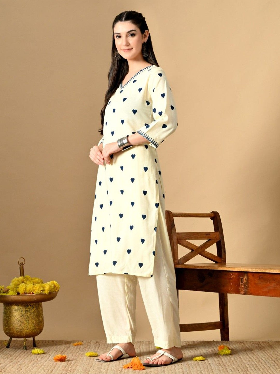 Women Geometric Printed Screen Print Daily Cotton Straight Kurta