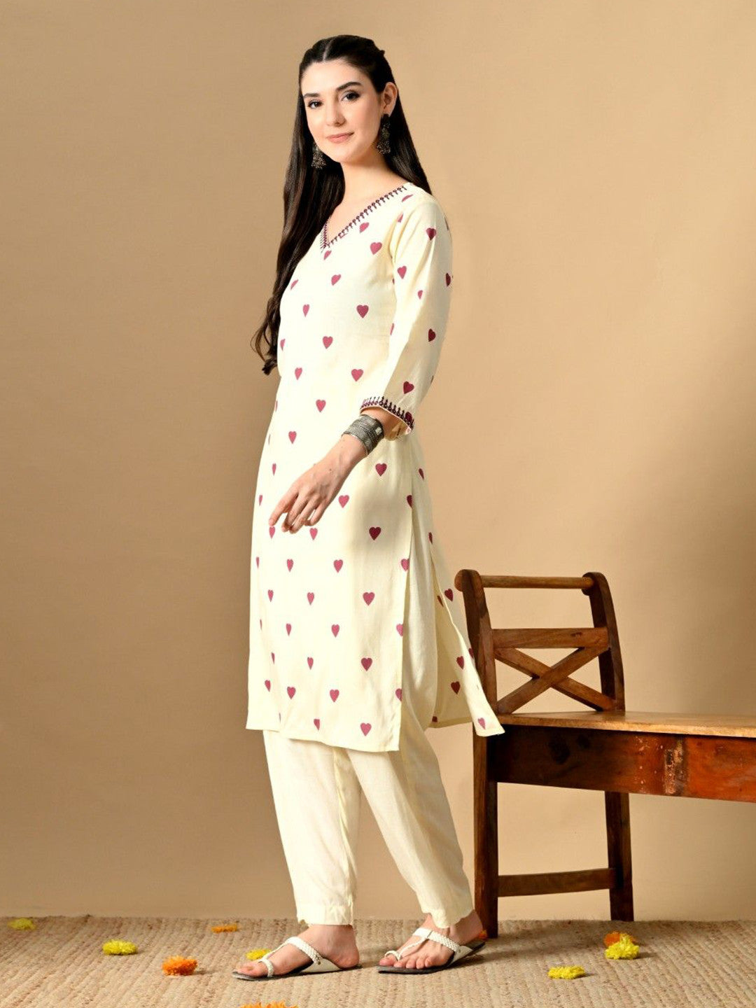 Women Geometric Printed Screen Print Daily Cotton Straight Kurta