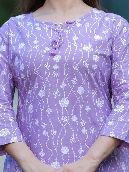 Women Floral Dyed Flared Sleeves Kurta