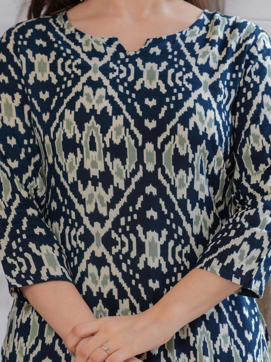 Women Floral Printed Mirror Work Kurta