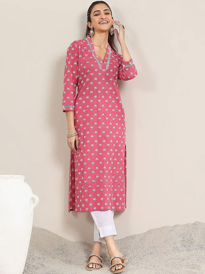Women Floral Printed Daily Cotton Straight Kurta