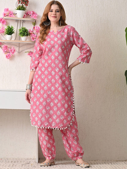 Ethnic Motifs Printed Cotton Kurta with Trousers