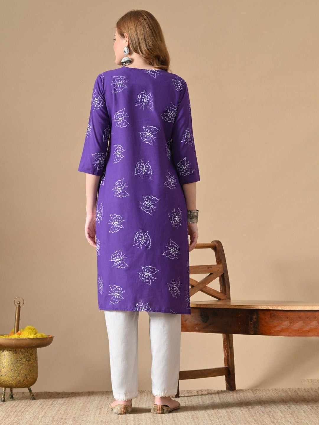 Women Ethnic Motifs Printed Daily Cotton Straight Kurta
