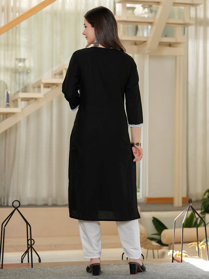 Women Checked Thread Work Kurta