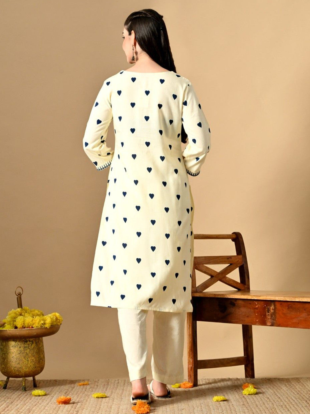 Women Geometric Printed Screen Print Daily Cotton Straight Kurta