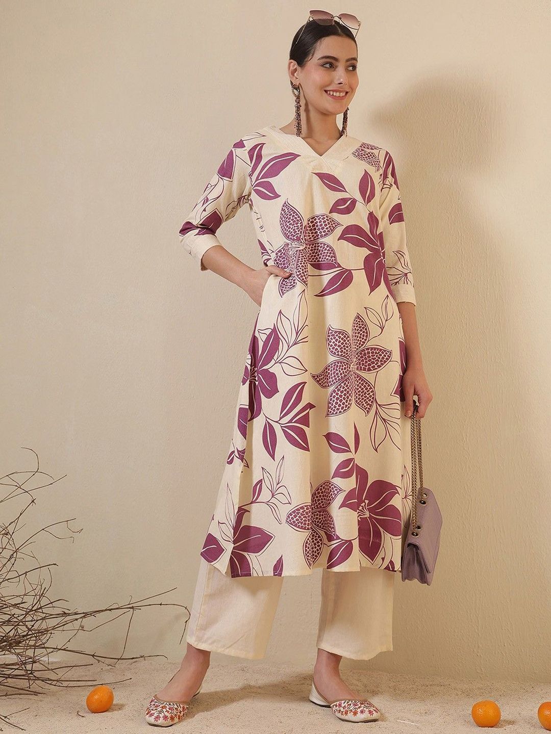 Women Printed Sequinned Anarkali Kurta