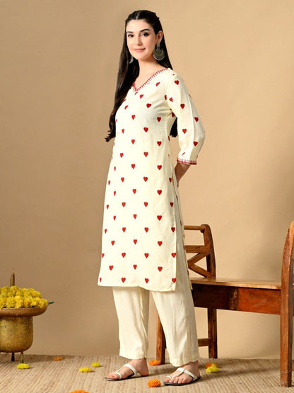 Women Printed Regular Mirror Work Straight Kurta
