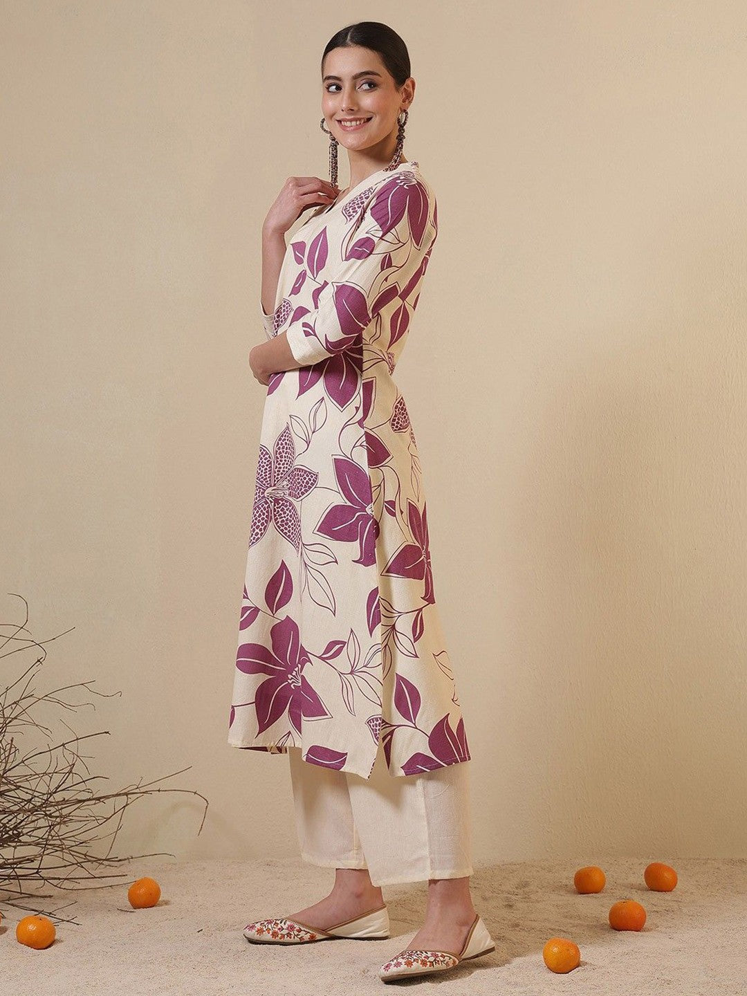 Women Printed Sequinned Anarkali Kurta