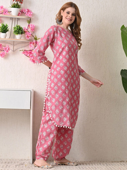 Ethnic Motifs Printed Cotton Kurta with Trousers