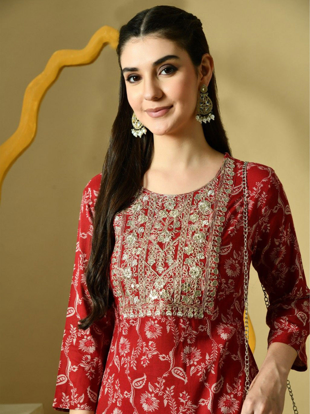 Women Floral Printed Screen Print Daily Cotton Straight Kurta