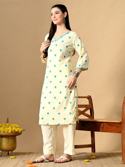 Women Geometric Printed Screen Print Daily Cotton Straight Kurta