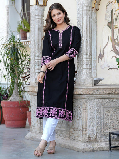 Women Embroidered Sequinned Kurta