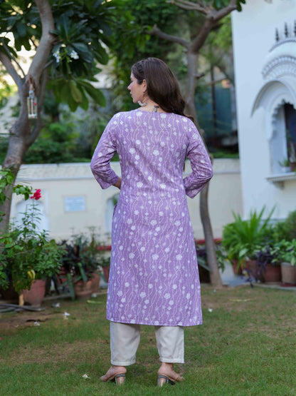 Women Floral Dyed Flared Sleeves Kurta