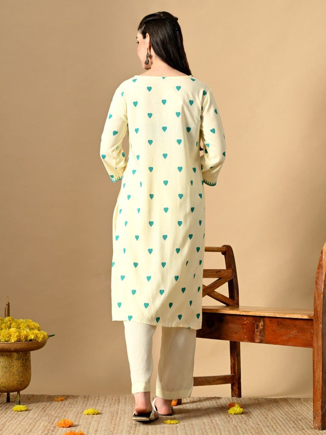 Women Geometric Printed Screen Print Daily Cotton Straight Kurta