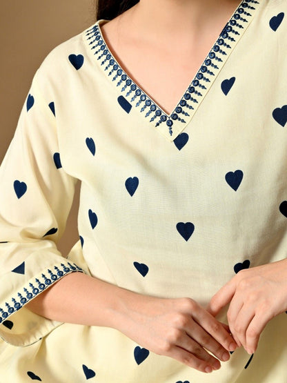 Women Geometric Printed Screen Print Daily Cotton Straight Kurta