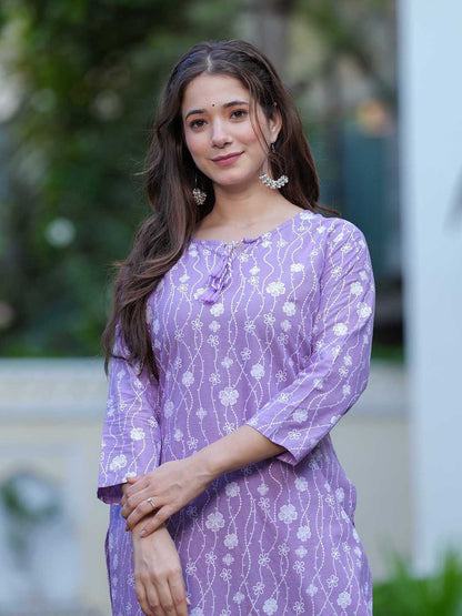 Women Floral Dyed Flared Sleeves Kurta