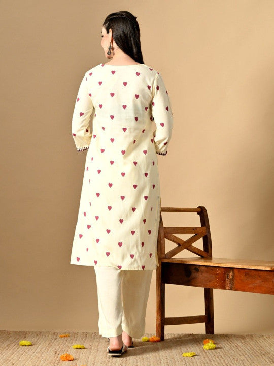 Women Geometric Printed Screen Print Daily Cotton Straight Kurta