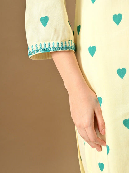 Women Geometric Printed Screen Print Daily Cotton Straight Kurta