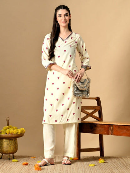 Women Geometric Printed Screen Print Daily Cotton Straight Kurta