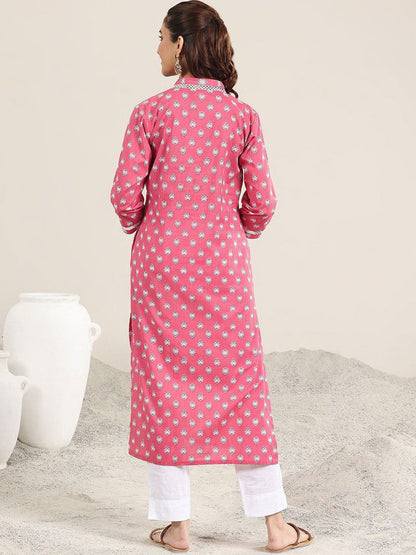 Women Floral Printed Daily Cotton Straight Kurta