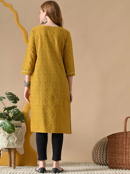 Women Striped Daily Cotton Straight Kurta
