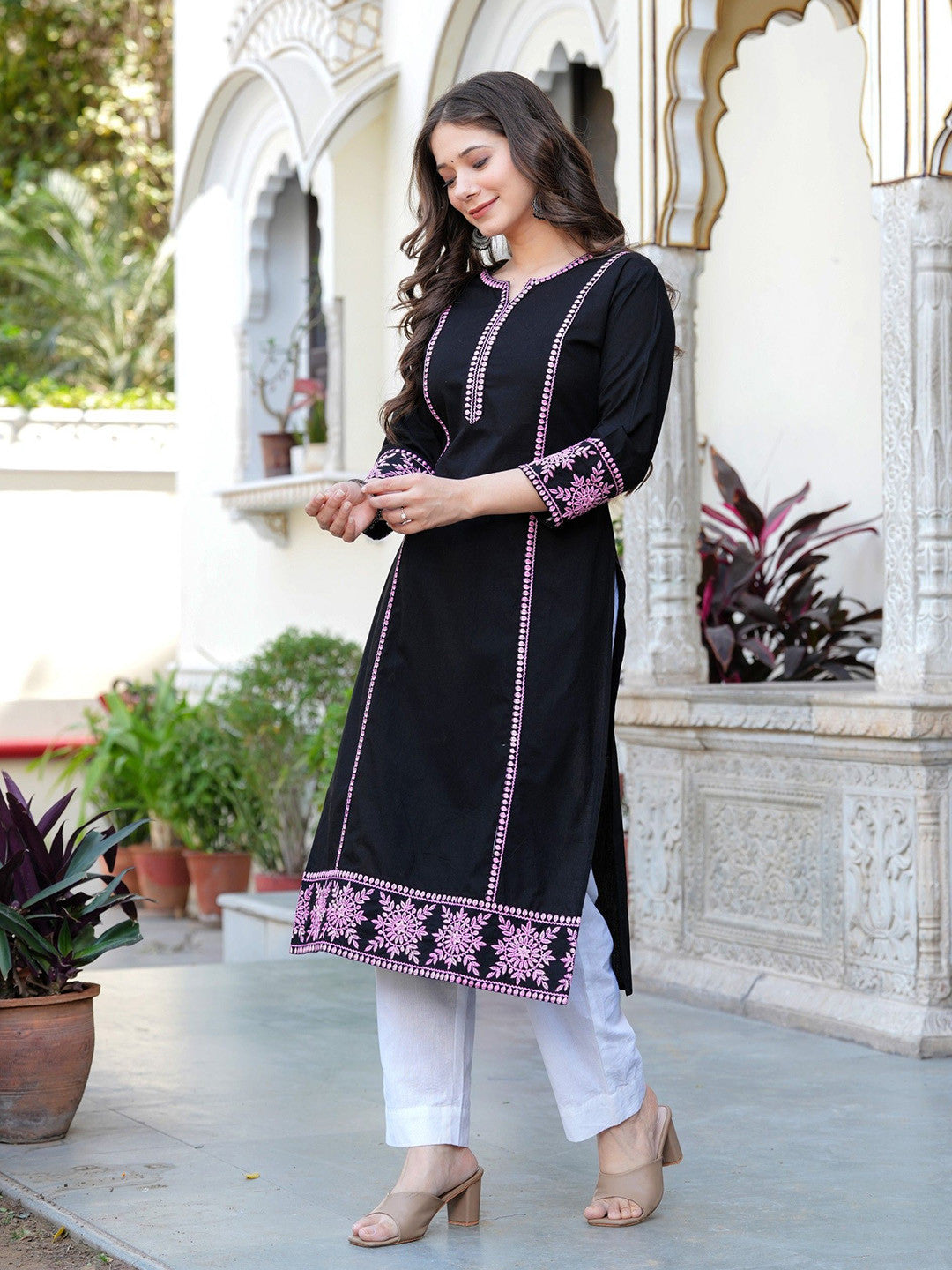 Women Embroidered Sequinned Kurta